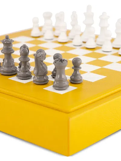 Hector Saxe Checkered Leather Chess Set In Multi