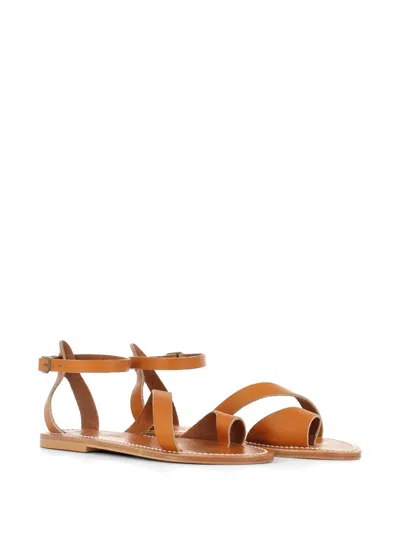 Kjacques Ankle-strap Flat Sandals In Brown