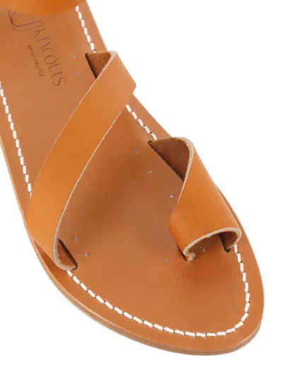 Kjacques Ankle-strap Flat Sandals In Brown