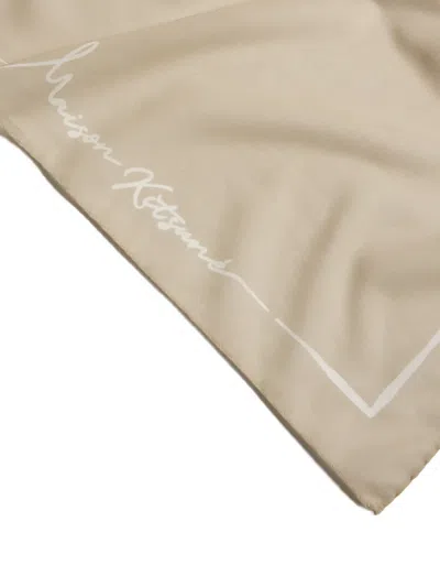 Maison Kitsuné Poetic Script Scarf In Neutral