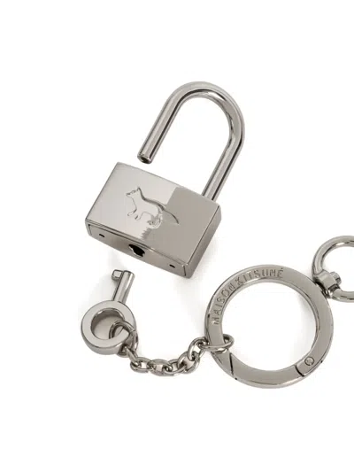Maison Kitsuné Padlock Keyring In Silver