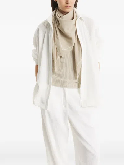 Maison Kitsuné Poetic Script Scarf In Neutral