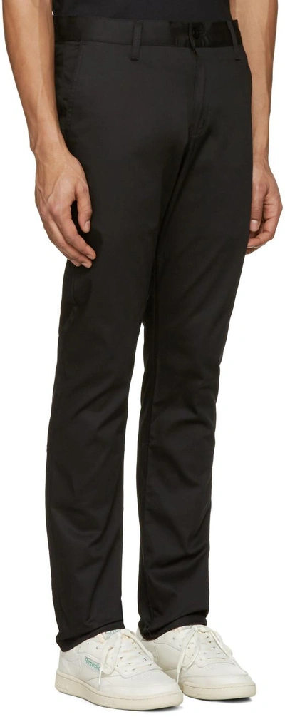 Shop Naked And Famous Black Slim Chino Trousers
