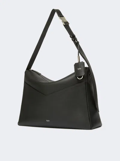 Max Mara Leather Kipperl Laptop Shoulder Bag Adjustable In Black