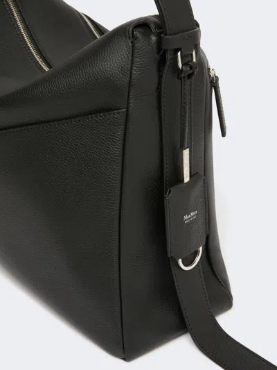 Max Mara Leather Kipperl Laptop Shoulder Bag Adjustable In Black