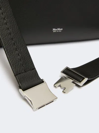 Max Mara Leather Kipperl Laptop Shoulder Bag Adjustable In Black