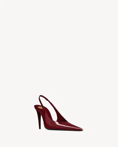 Saint Laurent Guermantes Slingback Pumps In Red Patent Leather In Burgundy