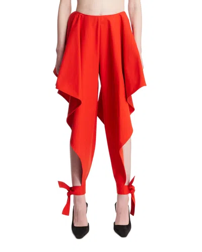 Alaïa Womens Orange Sanguine Ruffled Open-seam Cotton Trousers In Red