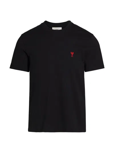 Ami Alexandre Mattiussi Ami Paris Men Black T-shirt With Ami De Coeur Embroidery On The Front In Cotton Man