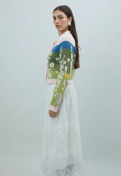House Of Sunny Sunset Blooms Tripper Cardigan In Green
