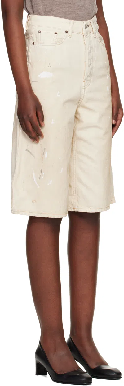 Acne Studios Off-white Distressed Denim Shorts In Multi