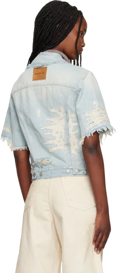 Acne Studios Blue Mended Denim Jacket In Multi