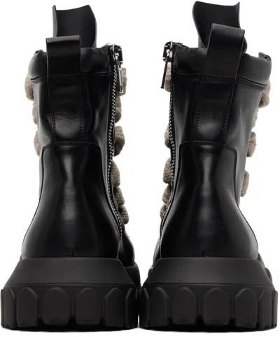 Rick Owens Black Temple Jumbolace Army Bozo Tractor Boots In Black