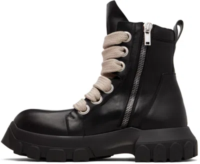 Rick Owens Black Temple Jumbolace Army Bozo Tractor Boots In Black