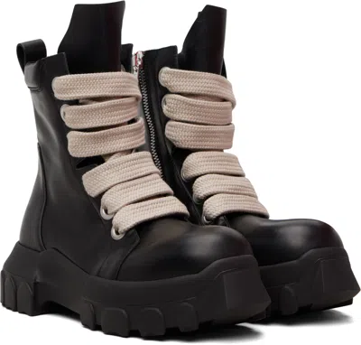 Rick Owens Black Temple Jumbolace Army Bozo Tractor Boots In Black