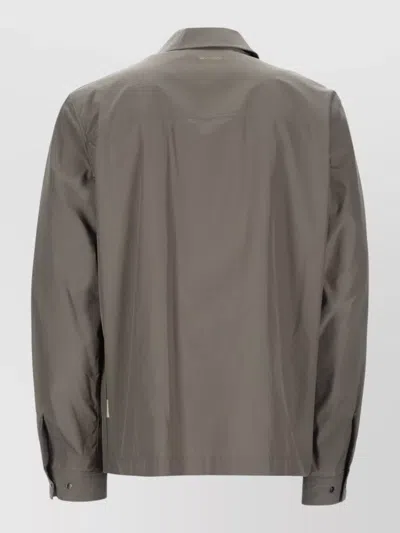 Woolrich Collared Neck Jacket Buttoned Cuffs Pockets In Gray