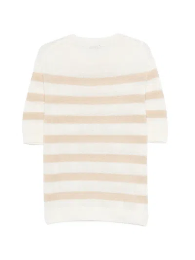 Hōsio Striped Patch-pocket Sweater In White