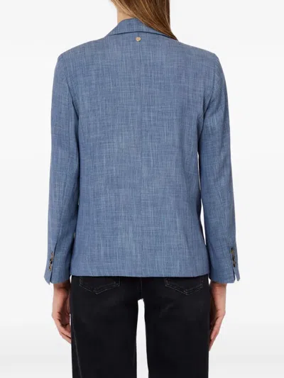 Liu •jo Button Notched Jacket In Blue