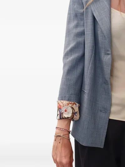 Liu •jo Button Notched Jacket In Blue