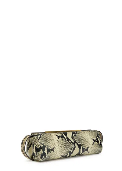 Khaite Donna Snakeskin Embossed Evening Clutch In Animal Print