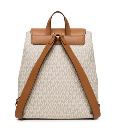 Michael Kors Monogram Flap Backpack In White