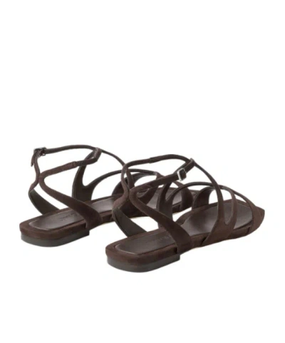 Jimmy Choo Ayla Brown Sandals With Square Toe And Ankle Buckle Closure In Suede Woman