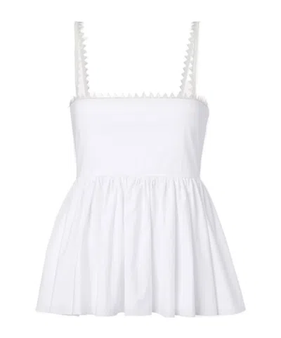 Jacquemus Top Le Haut Traversin White With V-neck And Ruffle Details In Cotton For Women