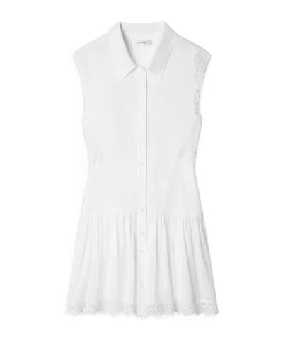 Frame The Embroidered Ramie Button-up Dress In White