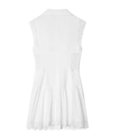 Frame The Embroidered Ramie Button-up Dress In White