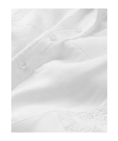 Frame The Embroidered Ramie Button-up Dress In White