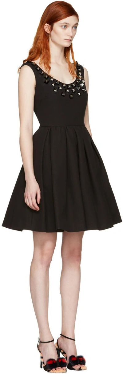 Shop Fendi Black Studded Pleated Dress