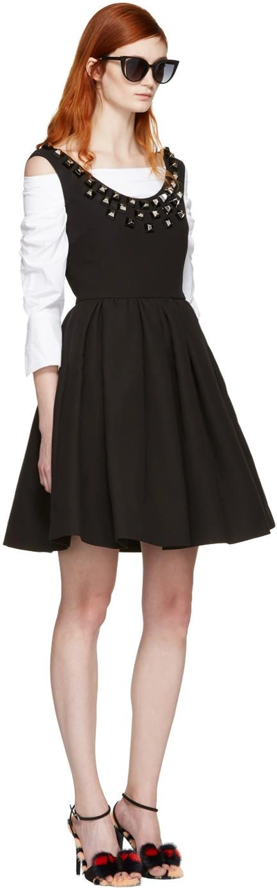 Shop Fendi Black Studded Pleated Dress