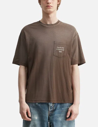 Acne Studios Logo T-shirt In Brown