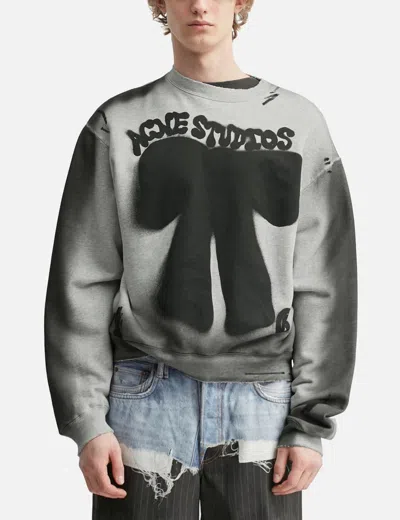 Acne Studios Sprayed Logo Sweatshirt In Gray