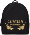 DSQUARED2 Black Canvas  Embroidered Backpack