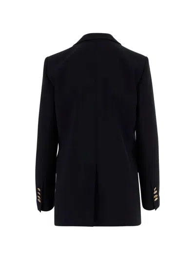 Fit Double-breasted Blazer In Black