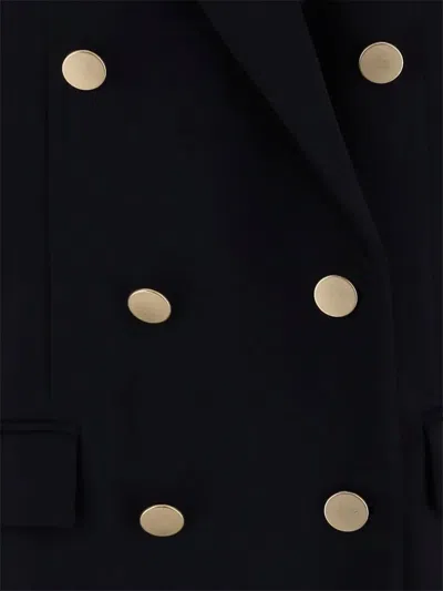 Fit Double-breasted Blazer In Black