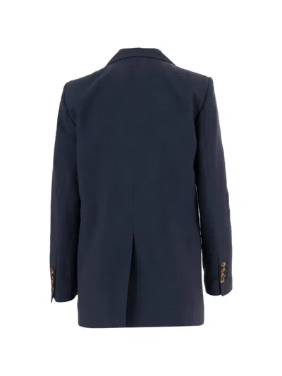 Fit Double-breasted Blazer In Blue