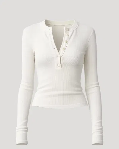 Citizen Of Humanity Citizens Of Humanity Sheena Long Sleeve Rib Polo In White