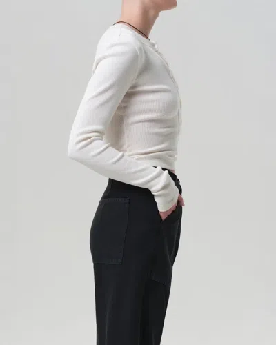 Citizen Of Humanity Citizens Of Humanity Sheena Long Sleeve Rib Polo In White
