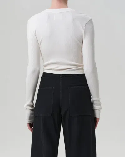 Citizen Of Humanity Citizens Of Humanity Sheena Long Sleeve Rib Polo In White