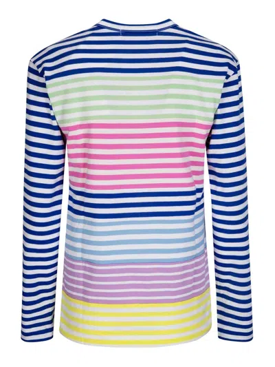 Comme Des Garçons Cotton Stripe Colored Pattern Tee In Multi