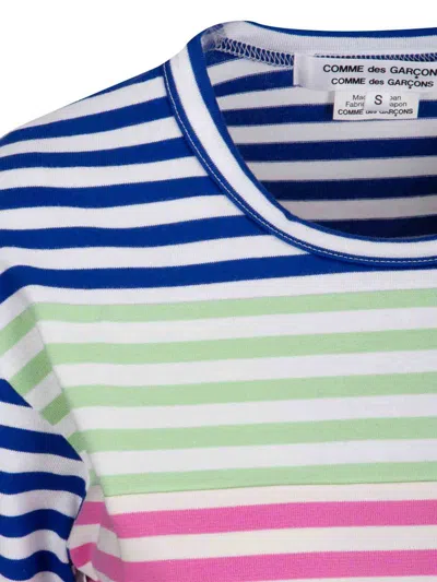 Comme Des Garçons Cotton Stripe Colored Pattern Tee In Multi