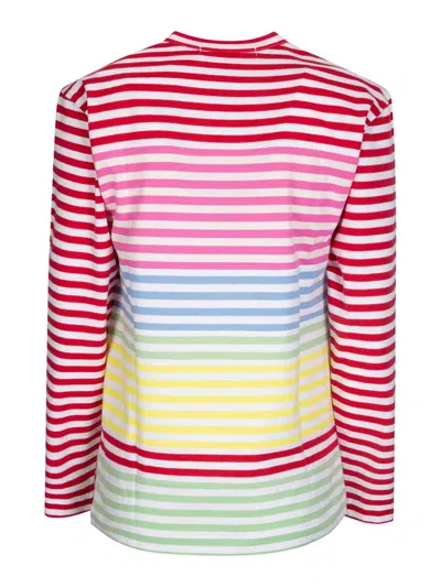 Comme Des Garçons Cotton Stripe Colored Pattern Tee In Multi