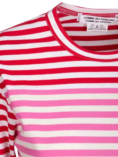 Comme Des Garçons Cotton Stripe Colored Pattern Tee In Multi