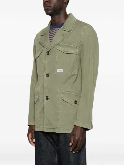 Fay Green Jacket With Logo Patch In Green