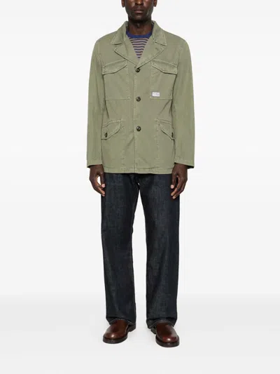 Fay Green Jacket With Logo Patch In Green