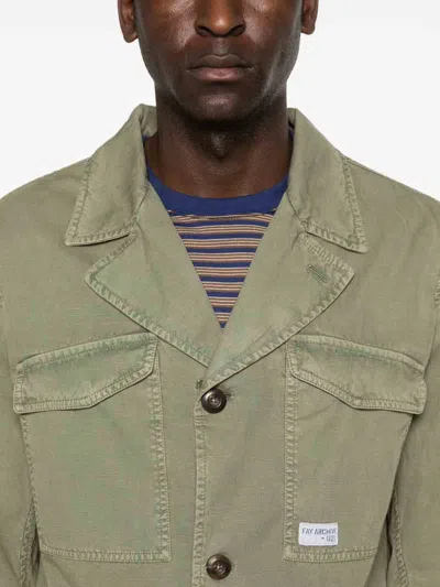 Fay Green Jacket With Logo Patch In Green
