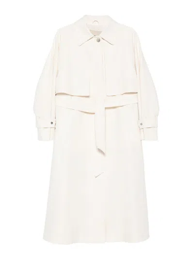 Herno Long Raincoat Belted Waist Buttoned Cuffs Collar In White
