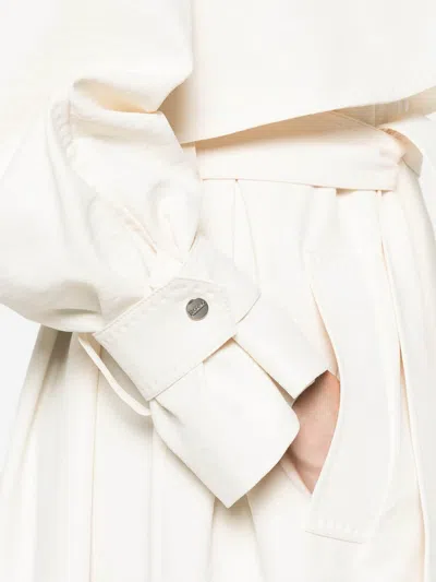 Herno Long Raincoat Belted Waist Buttoned Cuffs Collar In White